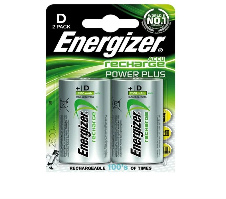 Įkraunami elementai Energizer D 2500 mAh. 2 vnt.