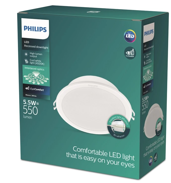 Įleidžiamas šviestuvas Philips Meson, 4000°K, LED, baltos spalvos.