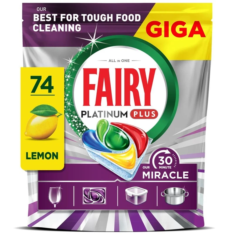 Indaplovių tabletės Fairy Our 30 Minute Miracle Platinum Plus, 74 vnt.