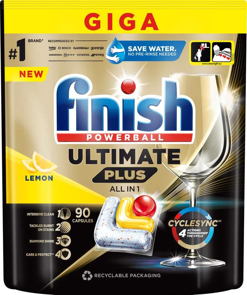 Indaplovių kapsulės Finish ultimat plus lemon, 90 vnt.