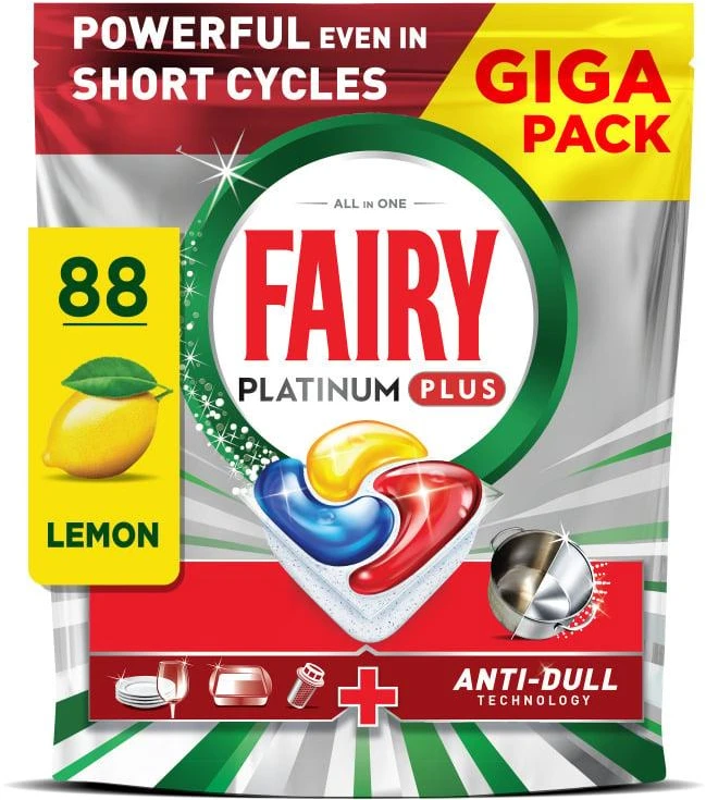 Fairy Platinum Plus All In One Lemon Indaplovių Tabletės, 88 vnt.