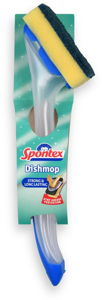 Indų ploviklis su rankena Spontex DishMop, mėlynos spalvos.
