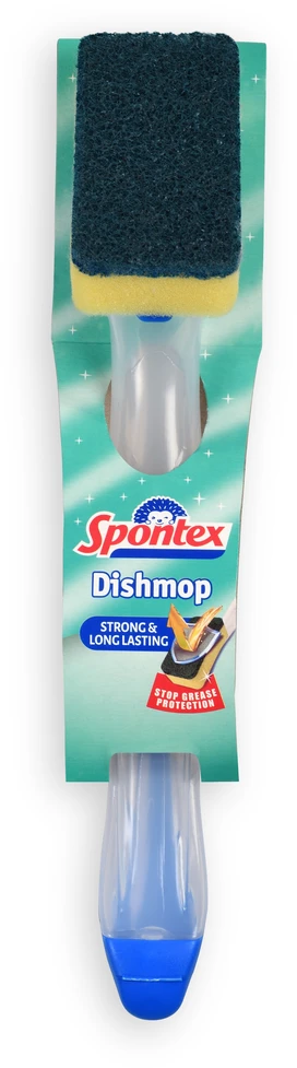 Indų ploviklis su rankena Spontex DishMop, mėlynos spalvos.