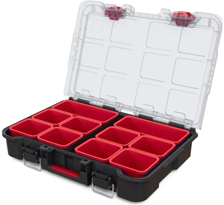 Instrumentu kaste Keter STACK N ROLL, 51.5 cm x 34.5 cm x 11.5 cm, melna krās./sarkana krās.