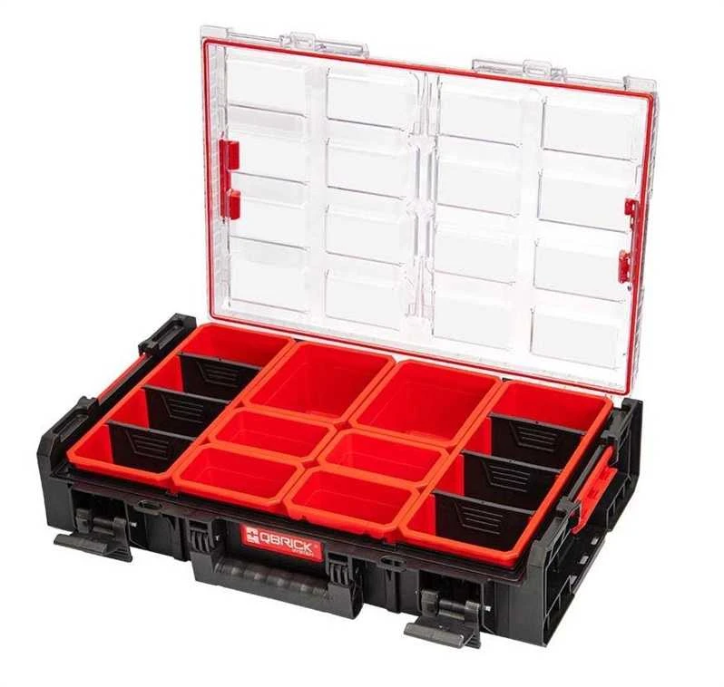 Įrankių dėžė Qbrick QBRICK SYSTEM ONE ORGANIZER XL, 58 cm x 38 cm x 13 cm, juoda sp./raudona sp.