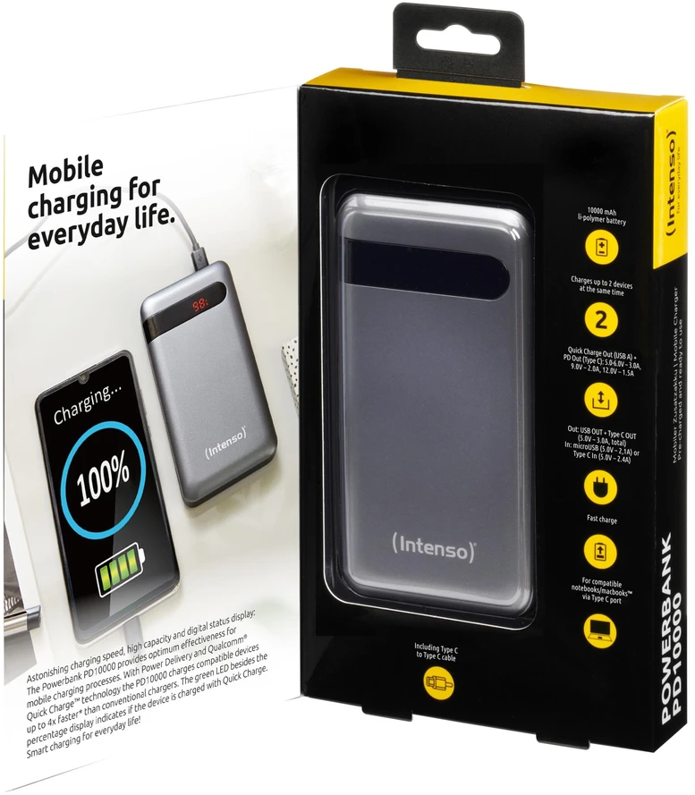 Intenso Išorinė baterija USB 10000MAH antracito spalvos 7332330 Intensyvus