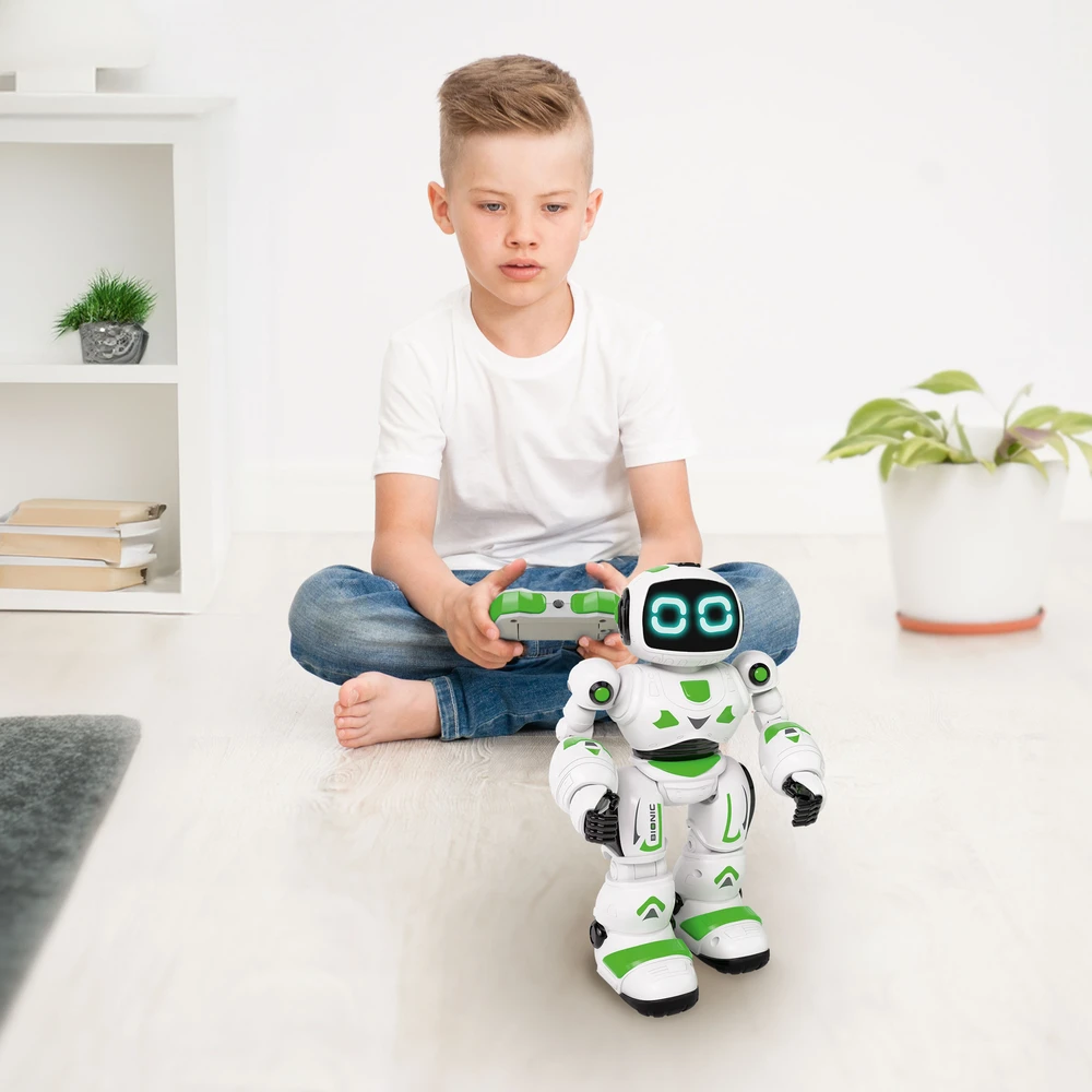 Interaktyvus žaislas robotas Xtrem Bots XT803464, 20 cm, balta sp./žalia sp.