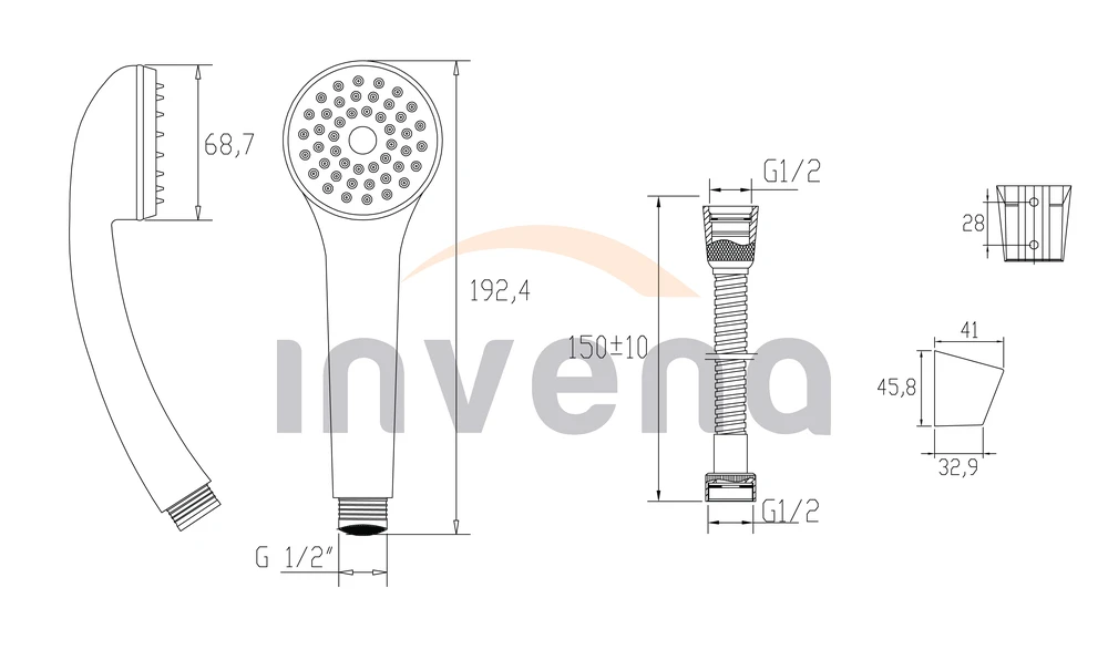 Invena Mini Eol chromo dušo komplektas (AU-14-M01)