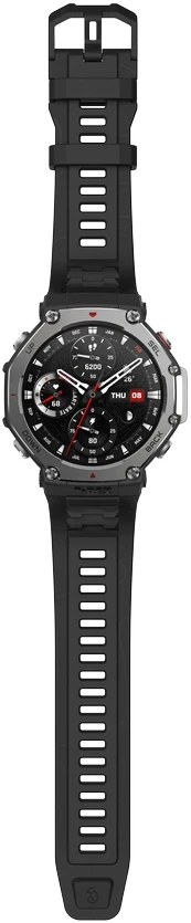 Išmanusis laikrodis Amazfit T-Rex 3, Nerudijančio plieno korpusas su onikso spalvos silikoniniu dirželiu