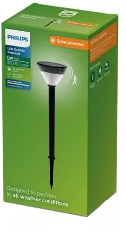 Philips Kyna saulės energija varomas žeminis šviestuvas su smeigtuku. IP44. Juoda
