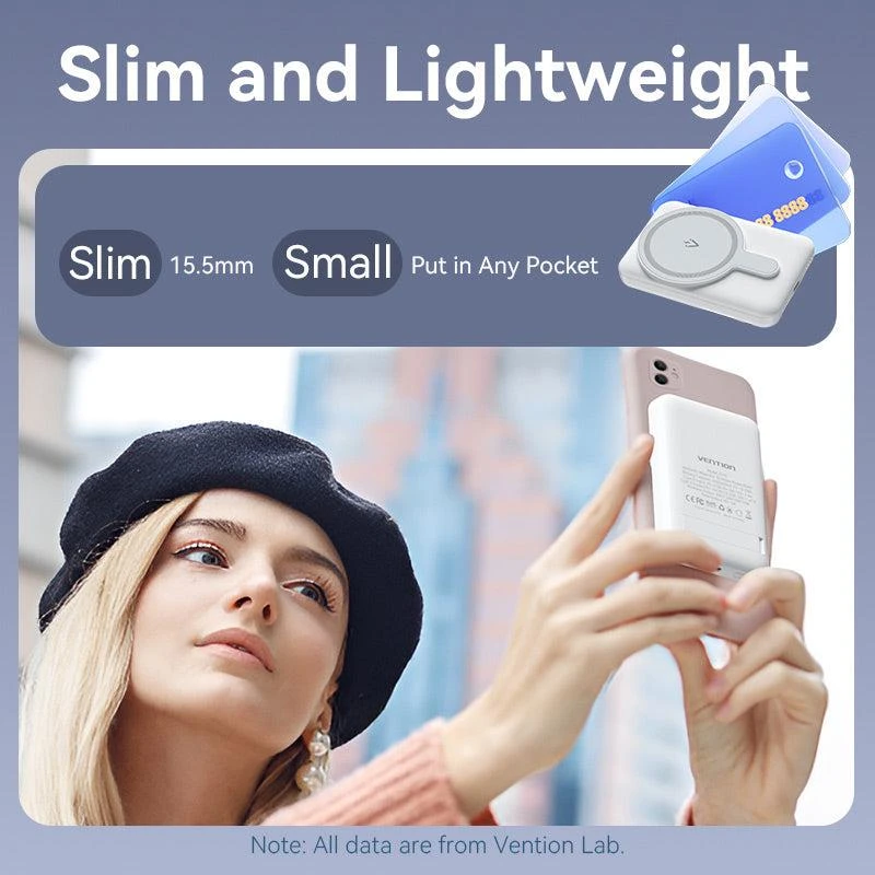 Vention FHSL0 20W magnetinis 5000mAh maitinimo blokas (mėlynas)