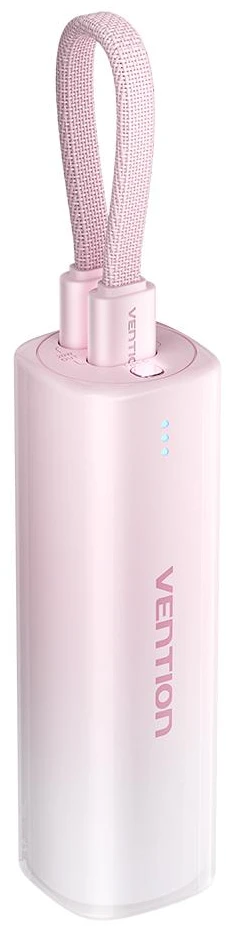 Powerbank 5000mAh Vention FHWR0 20W + USB-C prie žaibo kabelio (rožinis)