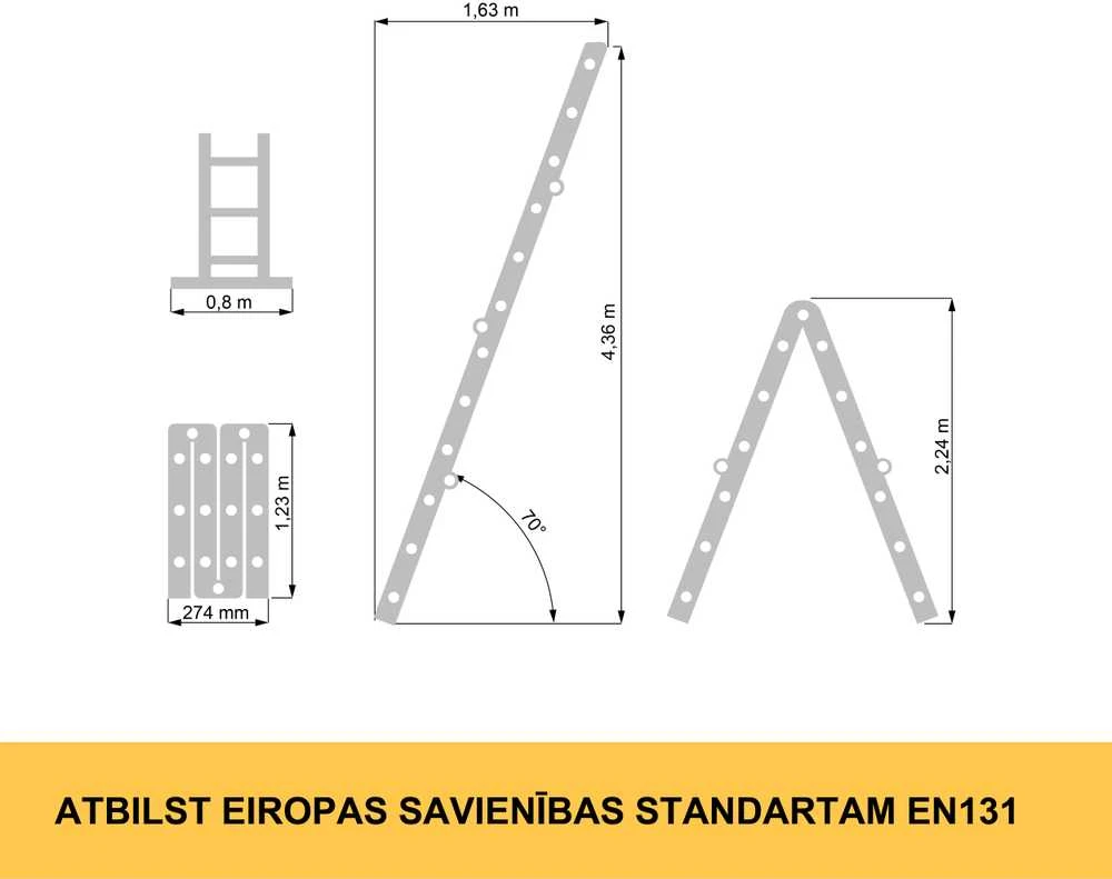 Daugiafunkcinės kopėčios Forte tools 4413S; 4x4; 4,64 m