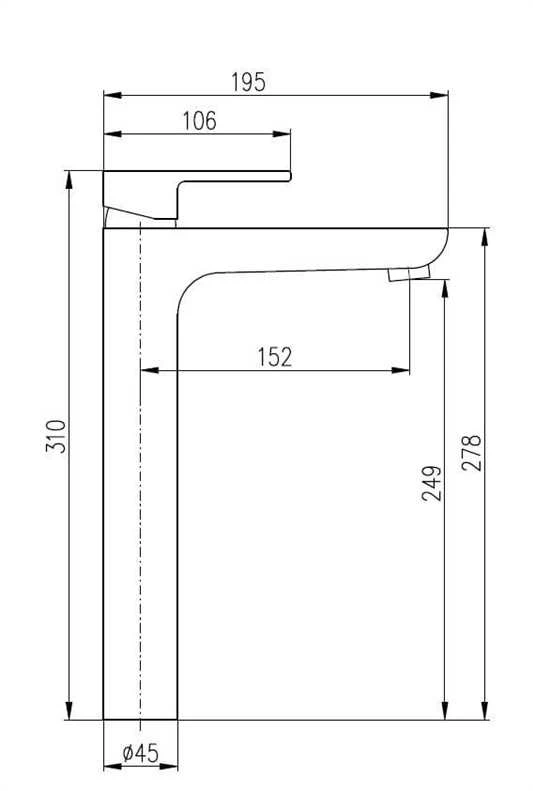 Carruzzo BASIN LEVER MIXER.HEIGHT FAUCET DVT430.5