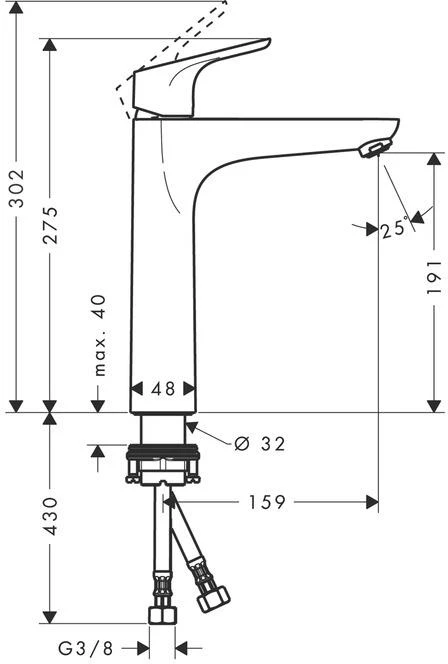 Praustuvo maišytuvas Hansgrohe Focus 31518000, chromo sp.