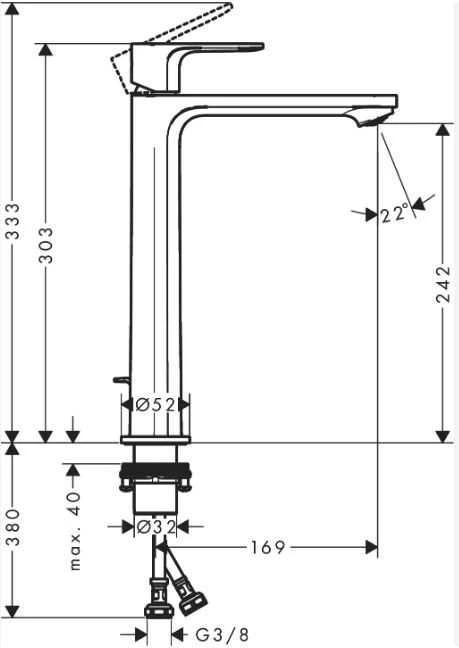 Hansgrohe praustuvo maišytuvas Rebris S 240 CoolStart, chromo spalvos (72580000)