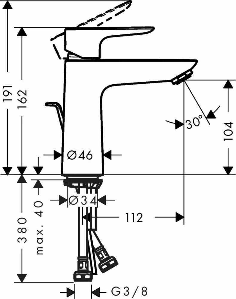 Praustuvo maišytuvas Hansgrohe Talis E 110 71710340, juodas