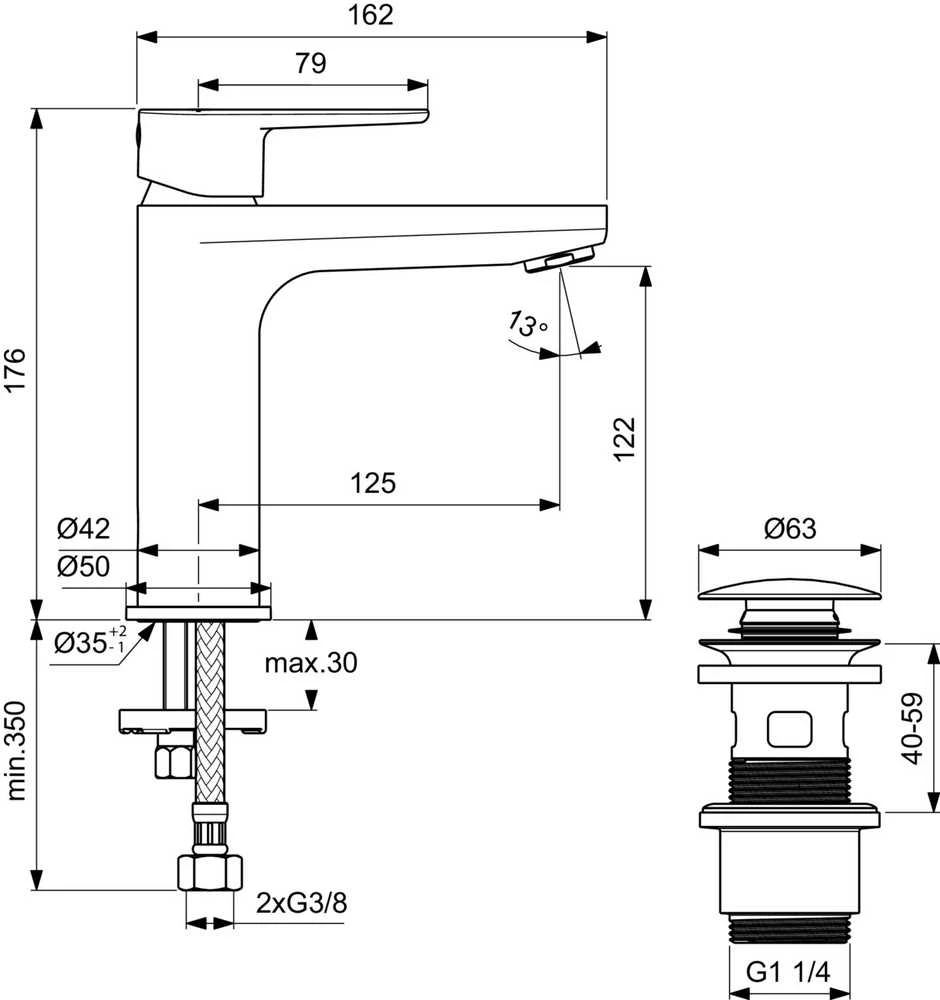 Praustuvo maišytuvas Ideal Standard Cerafine O Juodas Matt BD131XG, juoda sp.