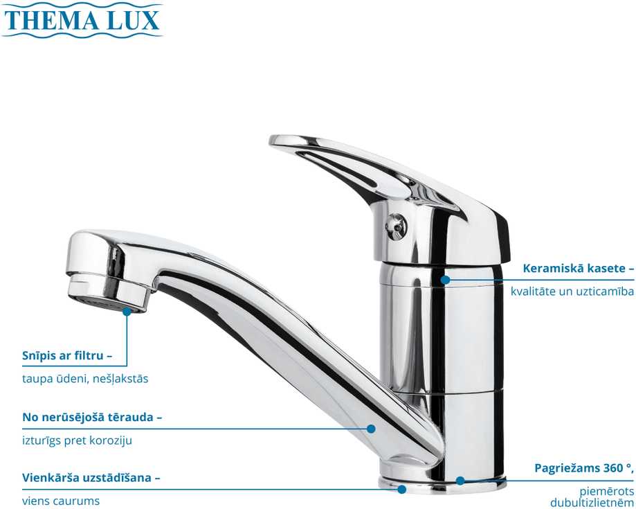 Sieninis šviestuvas Thema_Lux Praustuvės maišytuvas THEMA LUX WANDA L-1102