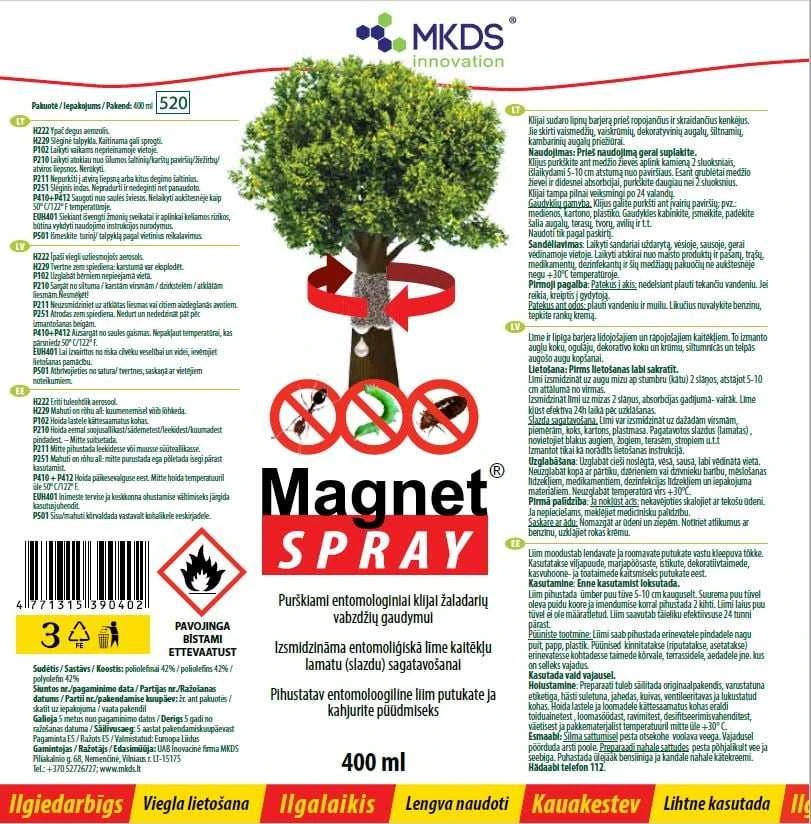 Mkds Purškiami klijai žaladarių vabzdžių gaudymui MAGNET SPRAY, 400 ml