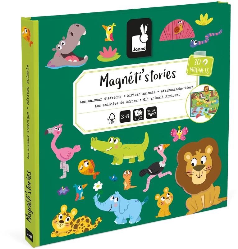 Magnetinė knyga - dėlionė Janod African Animals J05456