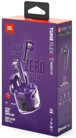 Ausinės JBL Tune Flex Ghost Edition TWS Bluetooth Belaidės In-Ear Earphone Ghost Violetinė EU