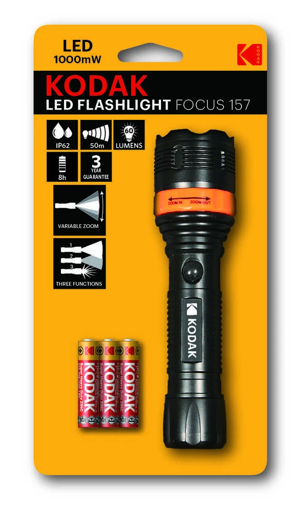Žibintuvėlis Kodak Žibintuvėlis Turystyczna Led Focus 157 60lm Ip62 Zoom + 3 Baterie