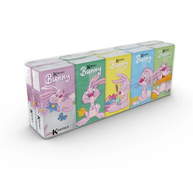 Vienkartinės nosinaitės Kartika Bunny, 3 sl