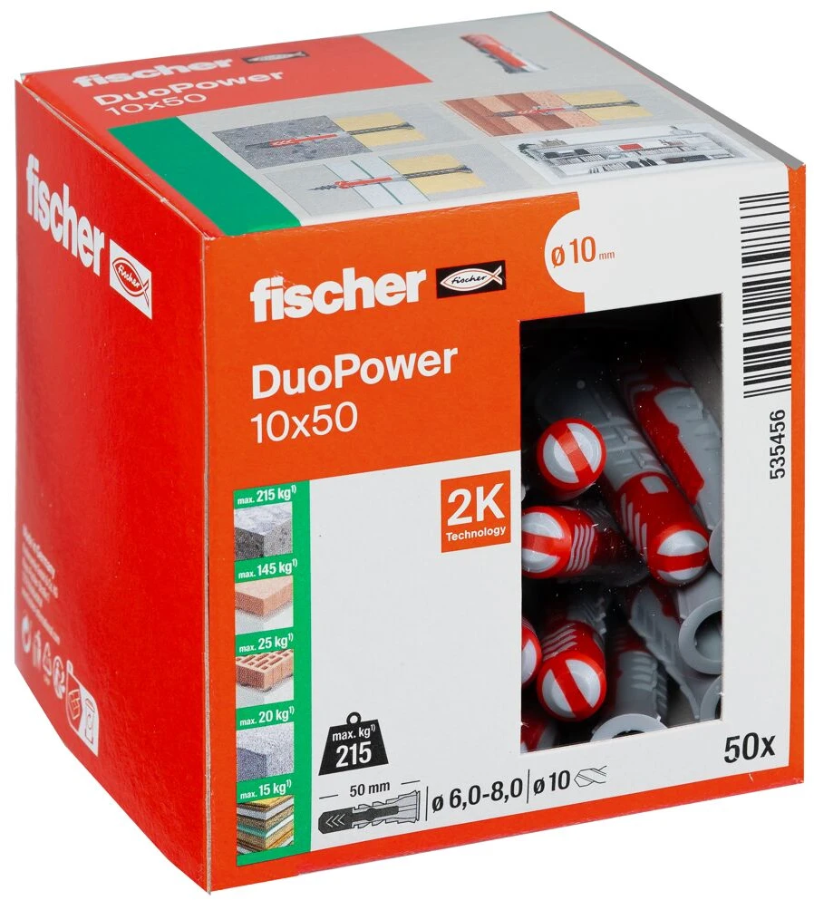 Kaištis Fischer DuoPower, 50 mm x 10 mm, 50 vnt.