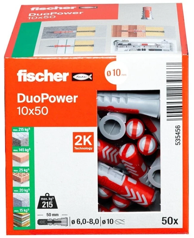 Kaištis Fischer DuoPower, 50 mm x 10 mm, 50 vnt.