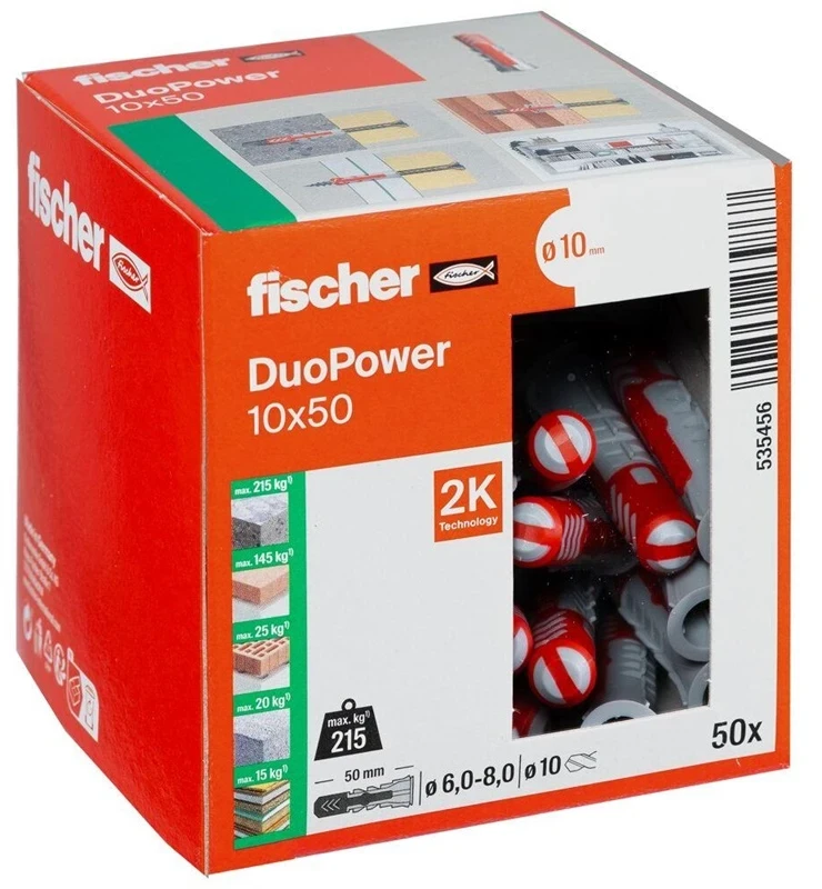 Kaištis Fischer DuoPower, 50 mm x 10 mm, 50 vnt.