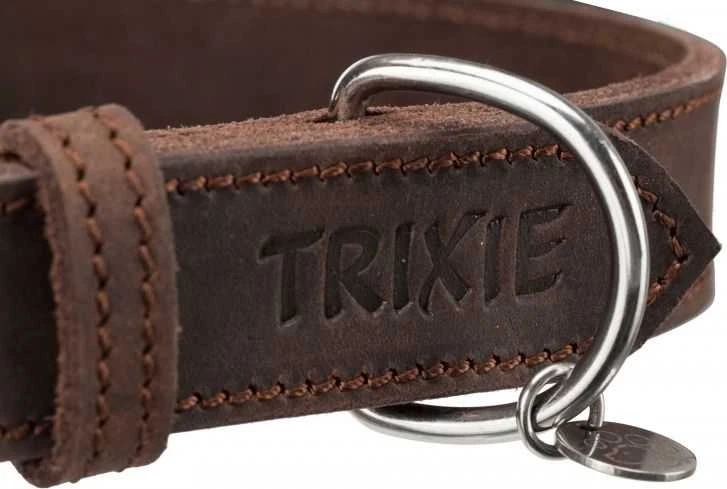 TRIXIE Rustic rieb. odos antkaklis, M-L 42-48cm/25mm, tams. rudas