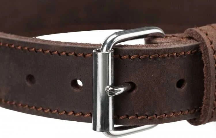 TRIXIE Rustic rieb. odos antkaklis, M-L 42-48cm/25mm, tams. rudas