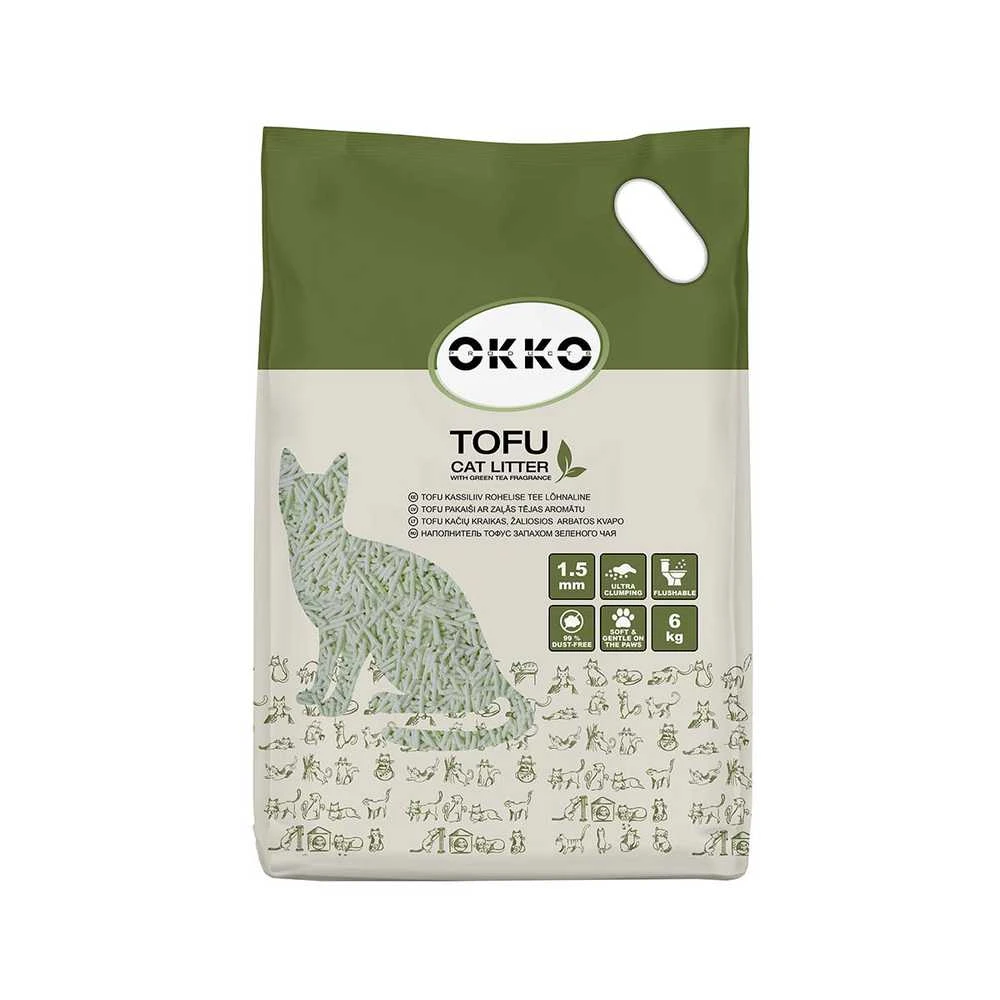 Okko Kraikas dla kota Flamingo CAT LITTER TOFU Žalias TEA SCENT 6KG