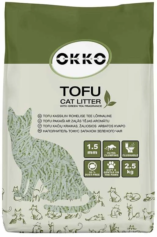 OKKO tofu kačių kraikas su žaliosios arbatos aromatu 2,5kg