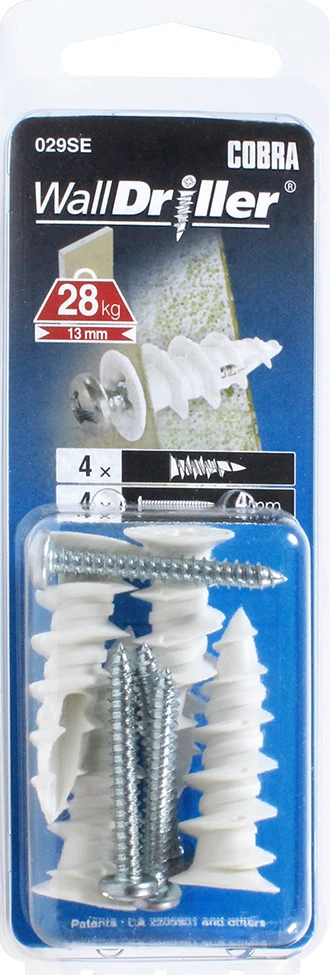 Įvaras Cobra, skirtas gk plokštėms, 4 mm x 25 mm, 4 vnt.