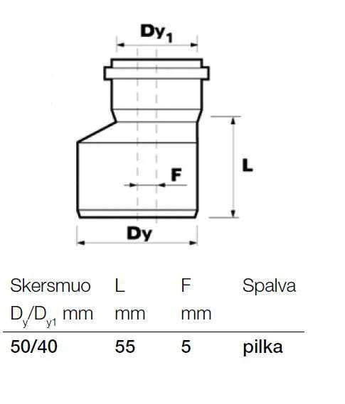Wavin Baltic Vidaus kanalizacijos perėjimas WAVIN OPTIMA, d 50-40