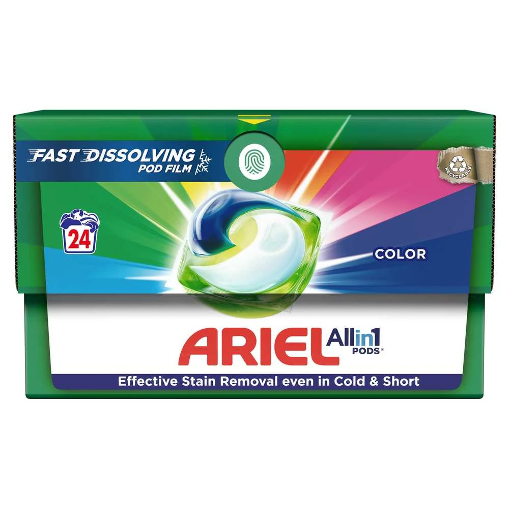 Kapsulas mazgāšanai Ariel All-in-1 PODS Color Clean & Fresh, 24 gab.
