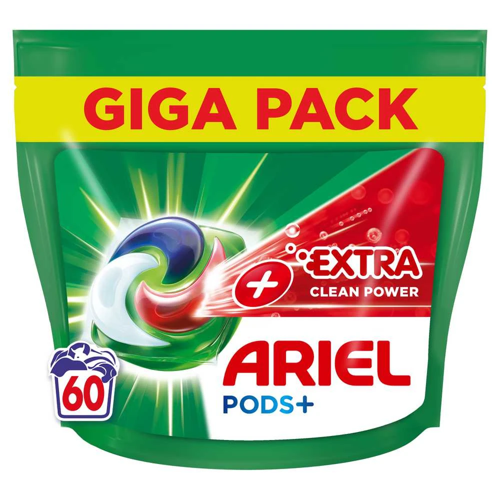 Skalbimo kapsulės Ariel Extra Clean, 60vnt