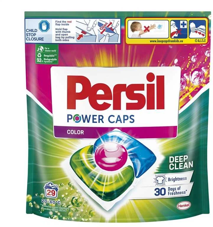 Skalbimo kapsulės Persil Power Caps Color, 29 vnt.