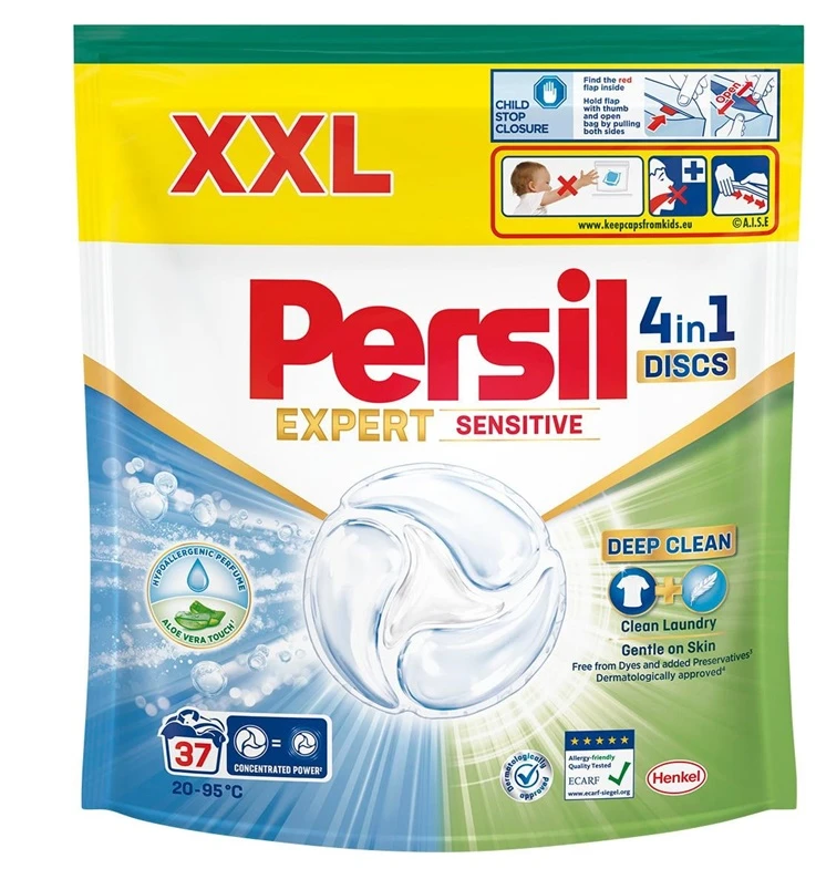 Skalbimo kapsulės PERSIL DISCS SENSITIVE 37SKALB