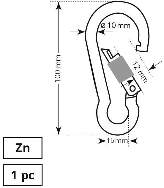 Haushalt Monroe MOUNTING CARABINER 10X100 MM ZP WITH NU