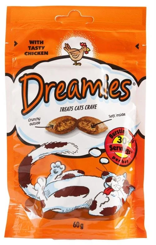 Skanėstai katėms Dreamies, su vištiena, 60 gr