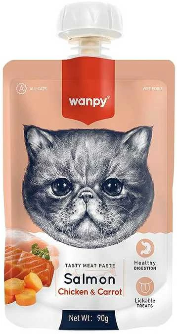 wanpy - Wanpy skanus kačių mėsos paštetas - lašiša su vištiena ir morkomis 90g - 90g