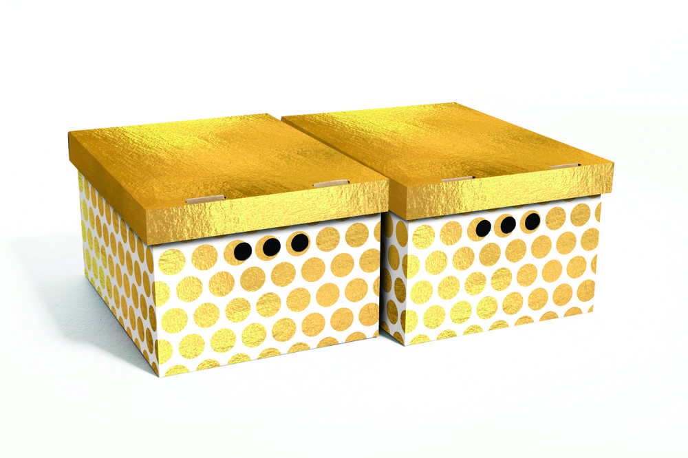 Domoletti FOLDABLE CART BOX33X25X18CM 2 GOLD DOTS