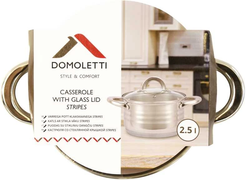 CASSEROLE WITH LID2.5L 18X10.5 DOMOLETTI