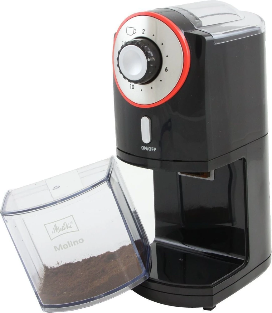 Melitta Molino elektrinė kavamalė (juoda/raudona)
