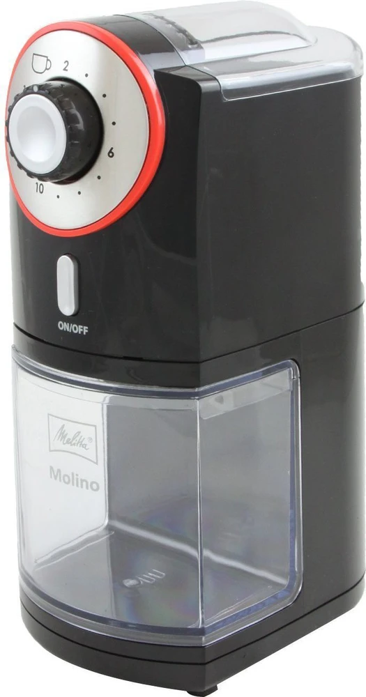 Melitta Molino elektrinė kavamalė (juoda/raudona)