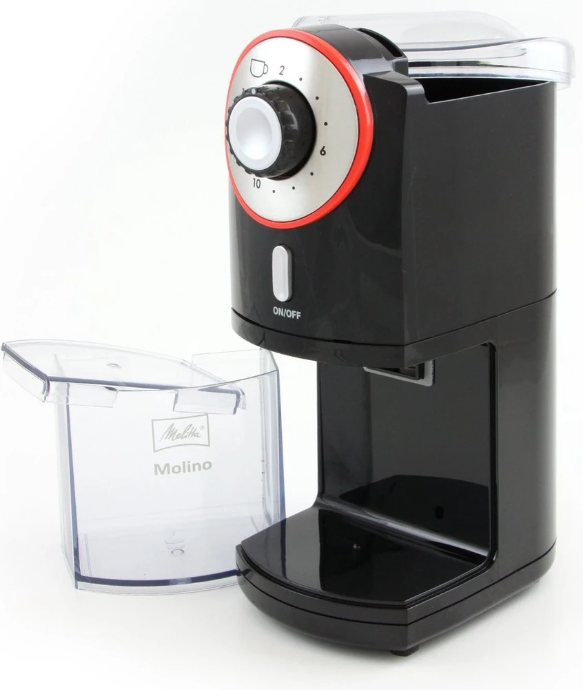 Melitta Molino elektrinė kavamalė (juoda/raudona)