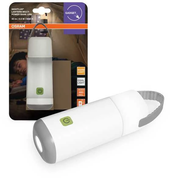 Osram 0,5W LED mobilus naktinis šviestuvas NIGHTLUX LANTERN, pilkos/baltos sp., 3000/4000K, su baterija